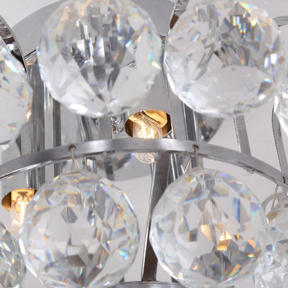 HOMCOM Crystal Ceiling Lamp Chandelier Hallway Flush Mount Pendant 3 Light ?30cm Silver