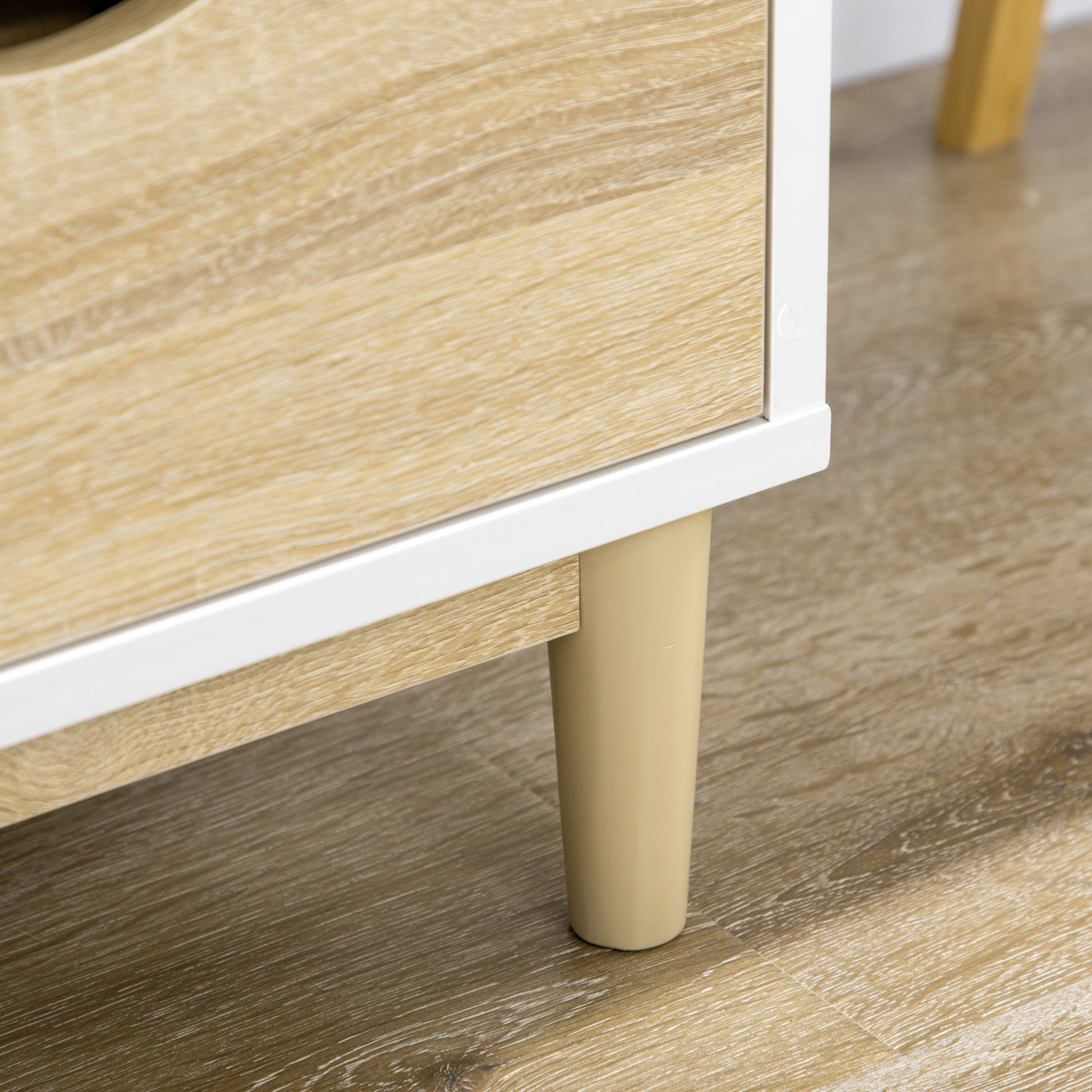 HOMCOM Modern TV Stand Unit for TVs up to 55" with Storage Shelves and Drawers, 120cmx40cmx44.5cm, White and Natural