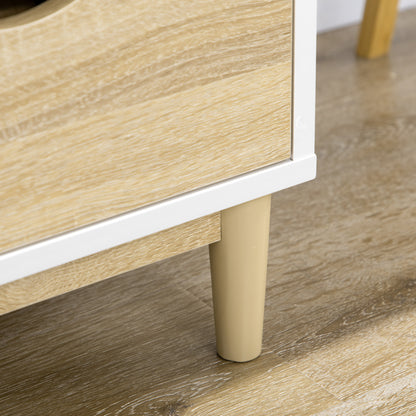 HOMCOM Modern TV Stand Unit for TVs up to 55" with Storage Shelves and Drawers, 120cmx40cmx44.5cm, White and Natural