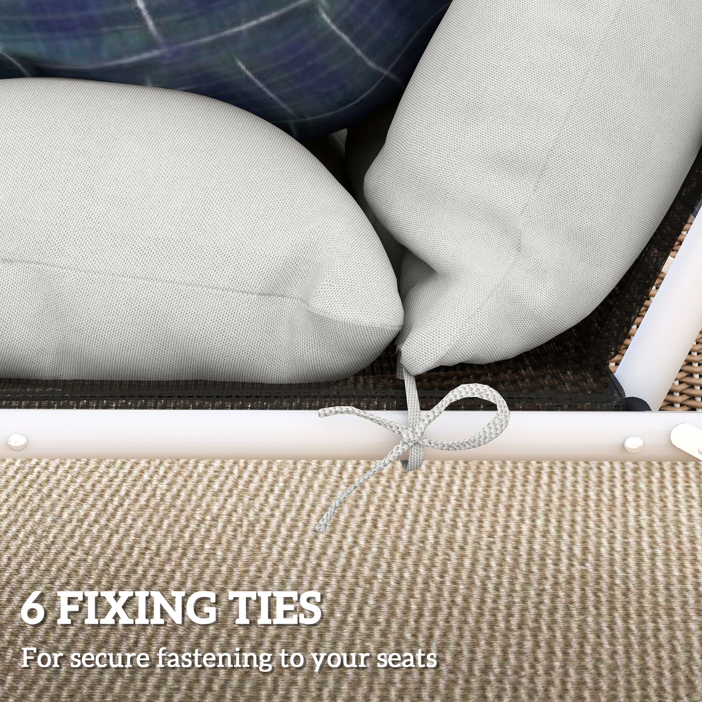 Outsunny Set of Two 190 x 56cm Sun Lounger Cushions - Light Grey