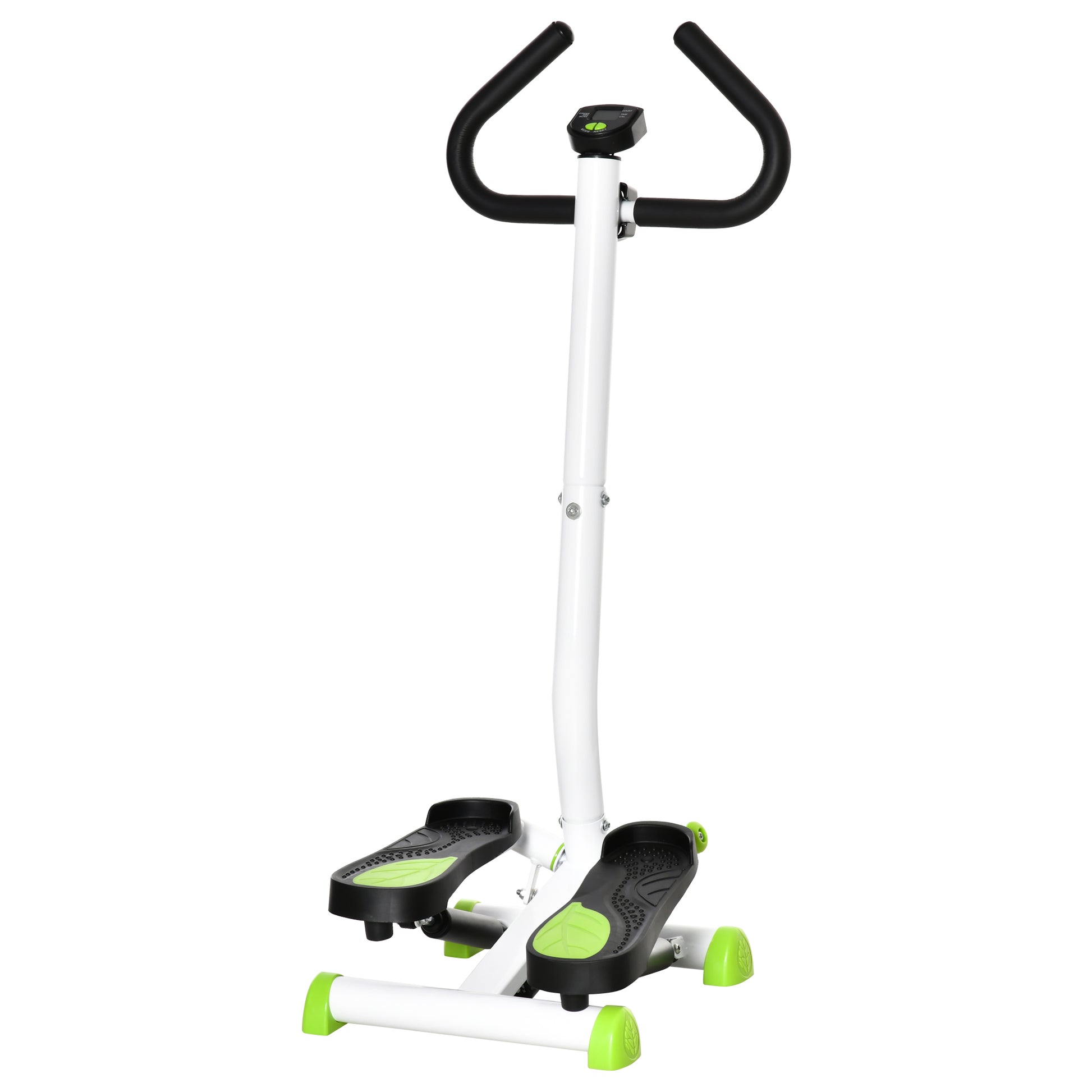 HOMCOM Adjustable Stepper Aerobic Ab Exercise Fitness Workout Machine with LCD Screen & Handlebars, White