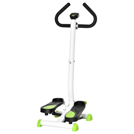 HOMCOM Adjustable Stepper Aerobic Ab Exercise Fitness Workout Machine with LCD Screen & Handlebars, White