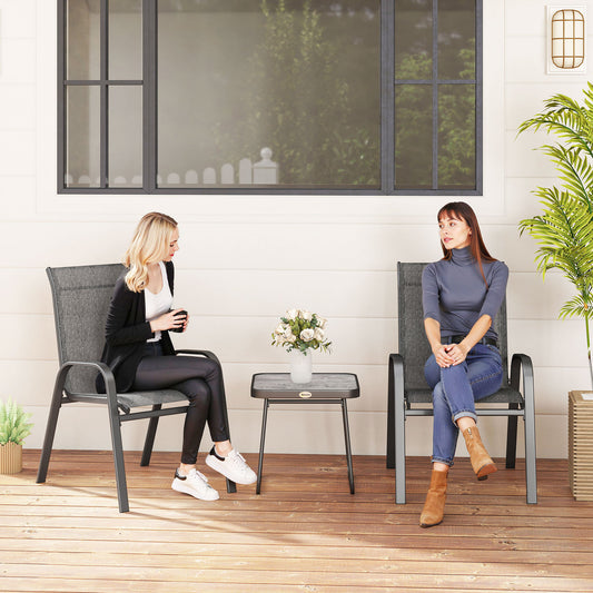 Outsunny Three-Piece Metal Frame Garden Seating Set - Grey