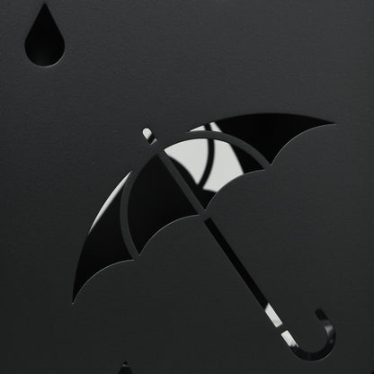 HOMCOM Freestanding Umbrella Stand for Hallway, Square Umbrella Basket with 4 Hooks and Drip Tray for Entryway, Dark Grey