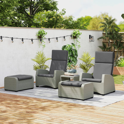 Outsunny 5-Piece Rattan Garden Furniture Set with Cushions - Charcoal Grey
