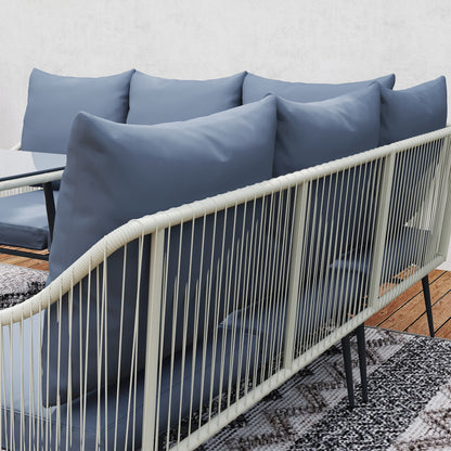 Outsunny Six-Piece Rattan Strong Garden Sofa Set - Grey