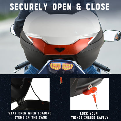 HOMCOM 32L Streamline Plastic Motorcycle Trunk w/ Reflector White