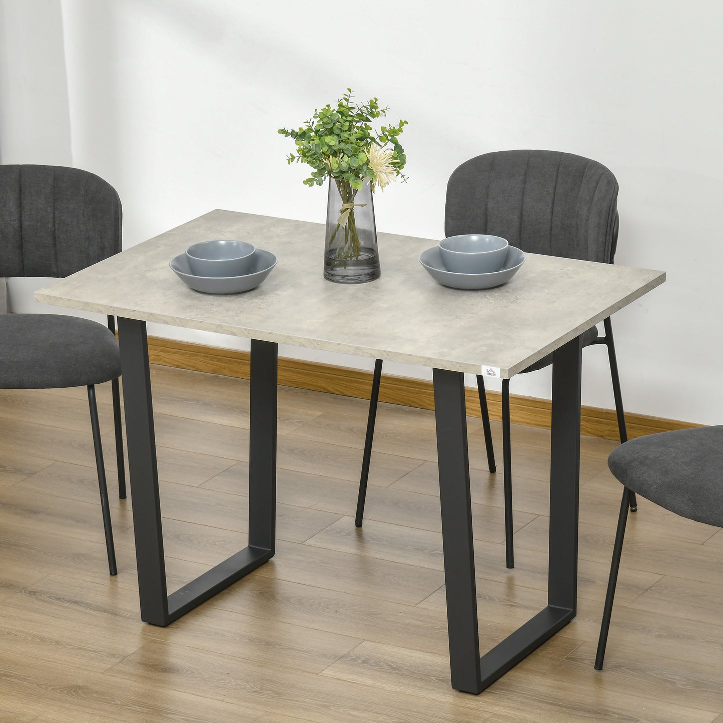 HOMCOM Modern Rectangular Dining Table, Kitchen Table with Adjustable Steel Base and Spacious Tabletop for 4 People, Light Grey