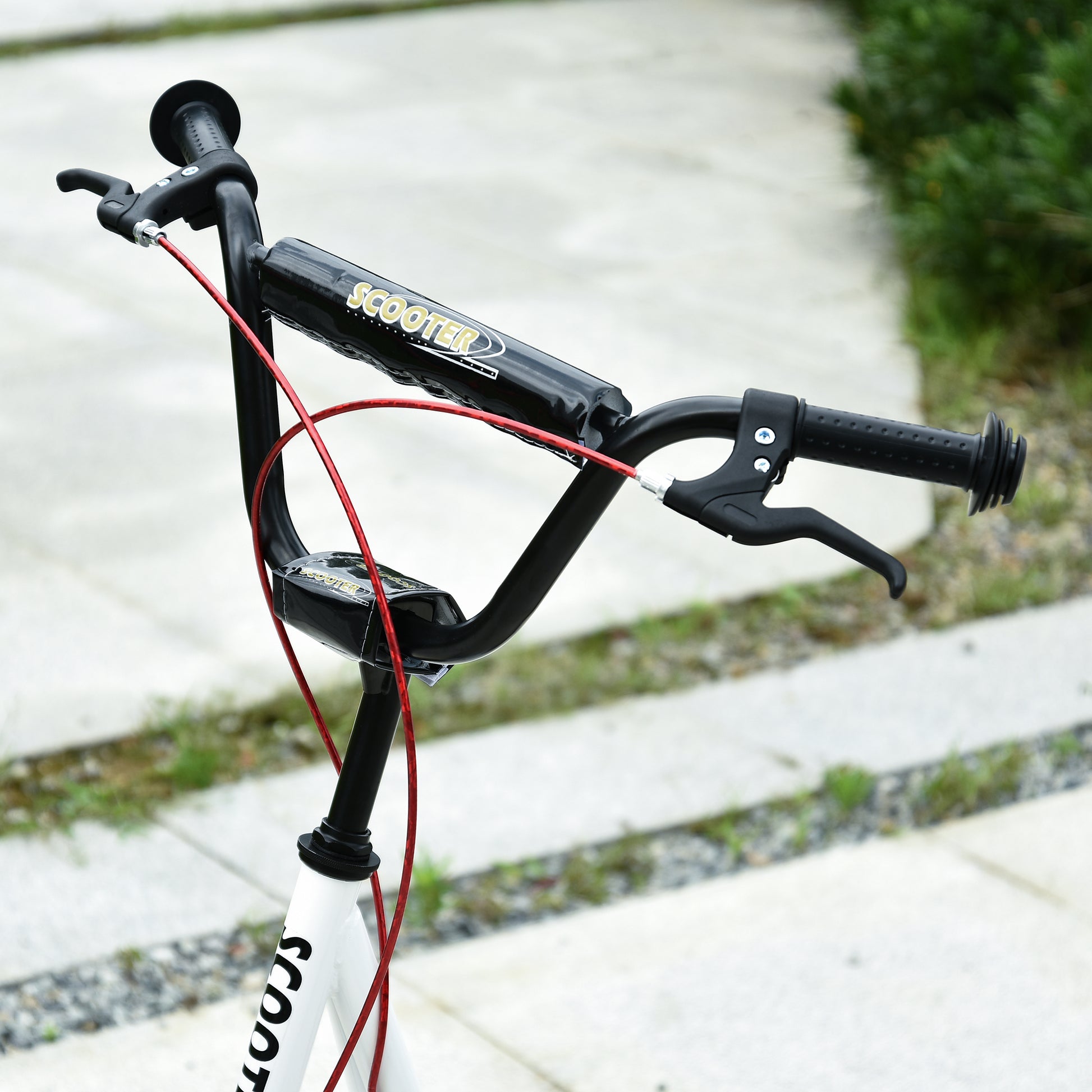 HOMCOM Teen Kids Stunt Scooter Children Kick Scooter Adjustable Handlebar 2 Brakes Ride On 16 Inch Rubber Tyres White