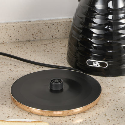 HOMCOM Kettle and Toaster Sets, 1600W 1.7L Rapid Boil Kettle & 4 Slice Toaster w/7 Browning Controls Defrost Reheat Crumb Tray Otter thermostat Black