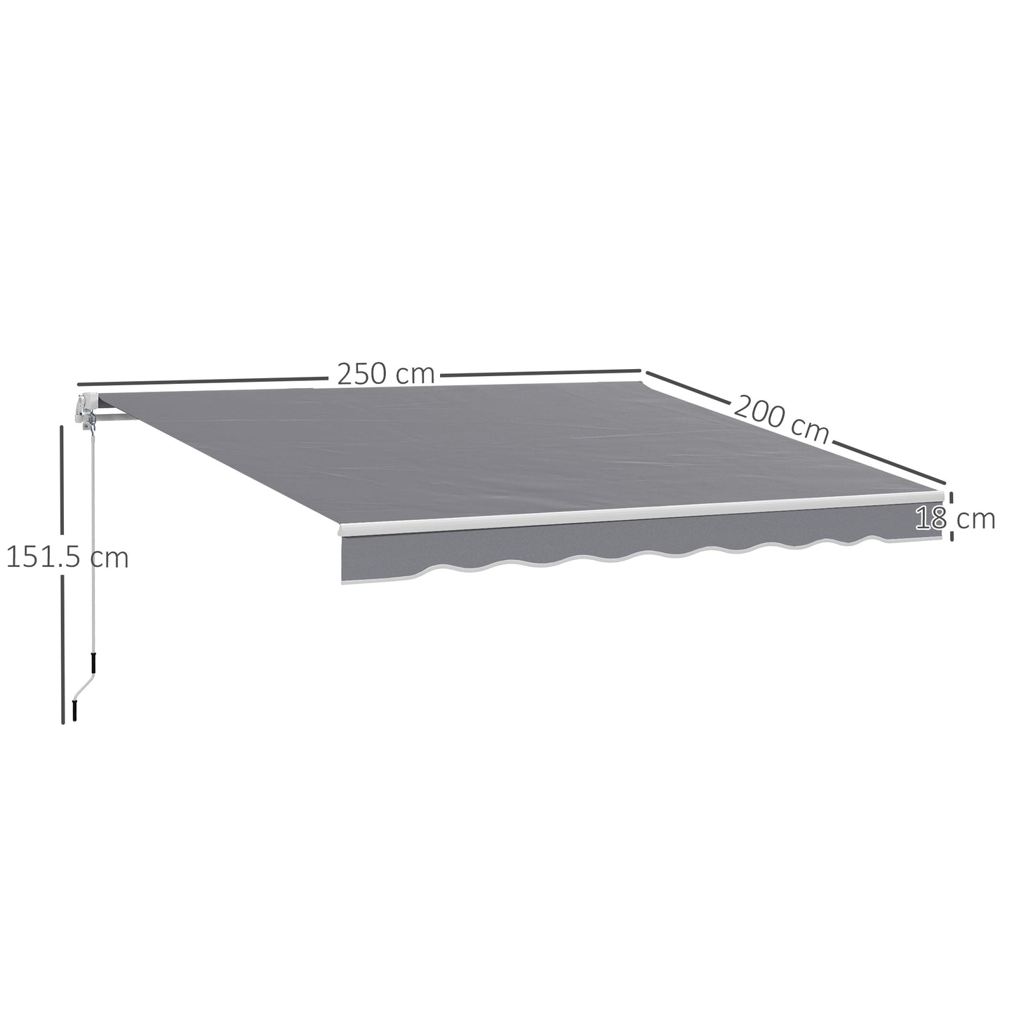 Outsunny 2 x 2.5m Manual Retractable Awning - Dark Grey