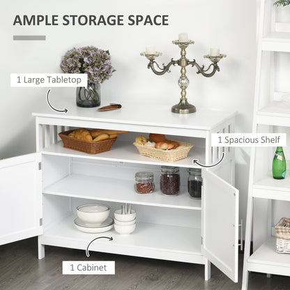 HOMCOM Kitchen Console Table/Buffet Sideboard/Wooden Storage Table with 2-Level Cabinet and Open Shelf, White