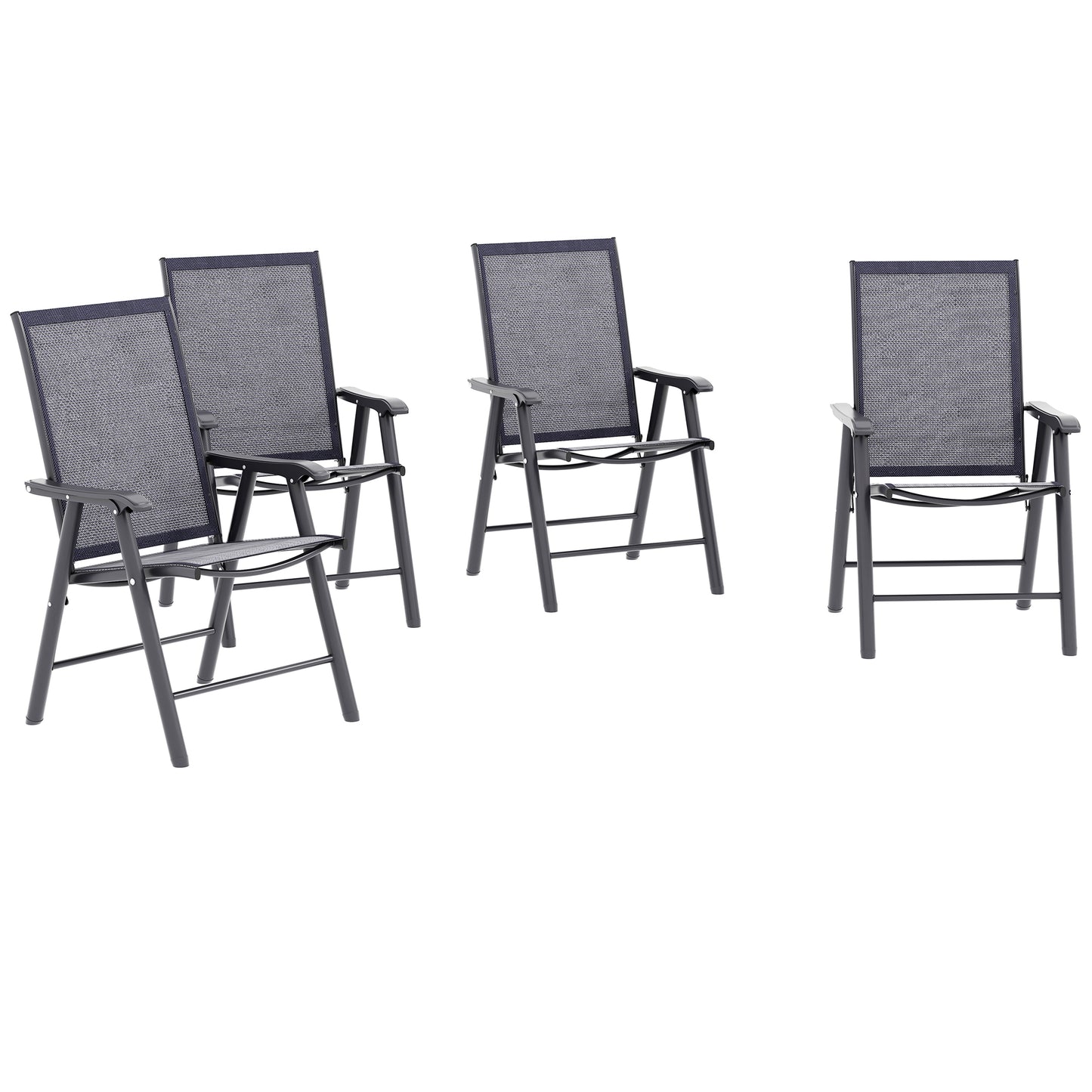 Outsunny Set of Four Folding Garden Chairs - Charcoal Grey