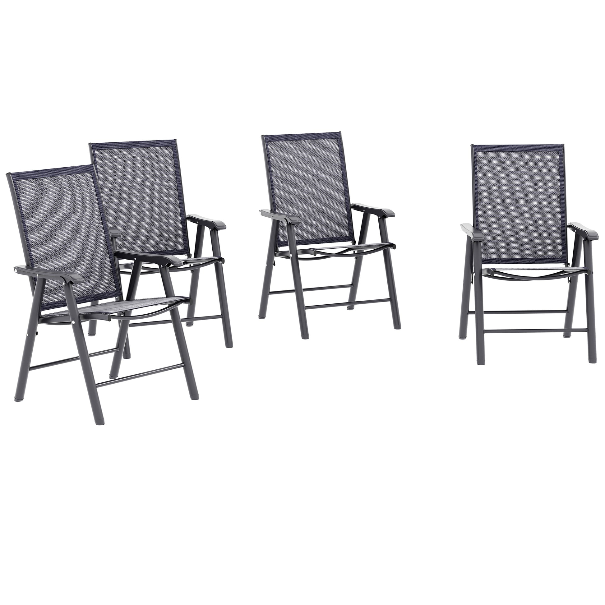 Outsunny Set of Four Folding Garden Chairs - Charcoal Grey