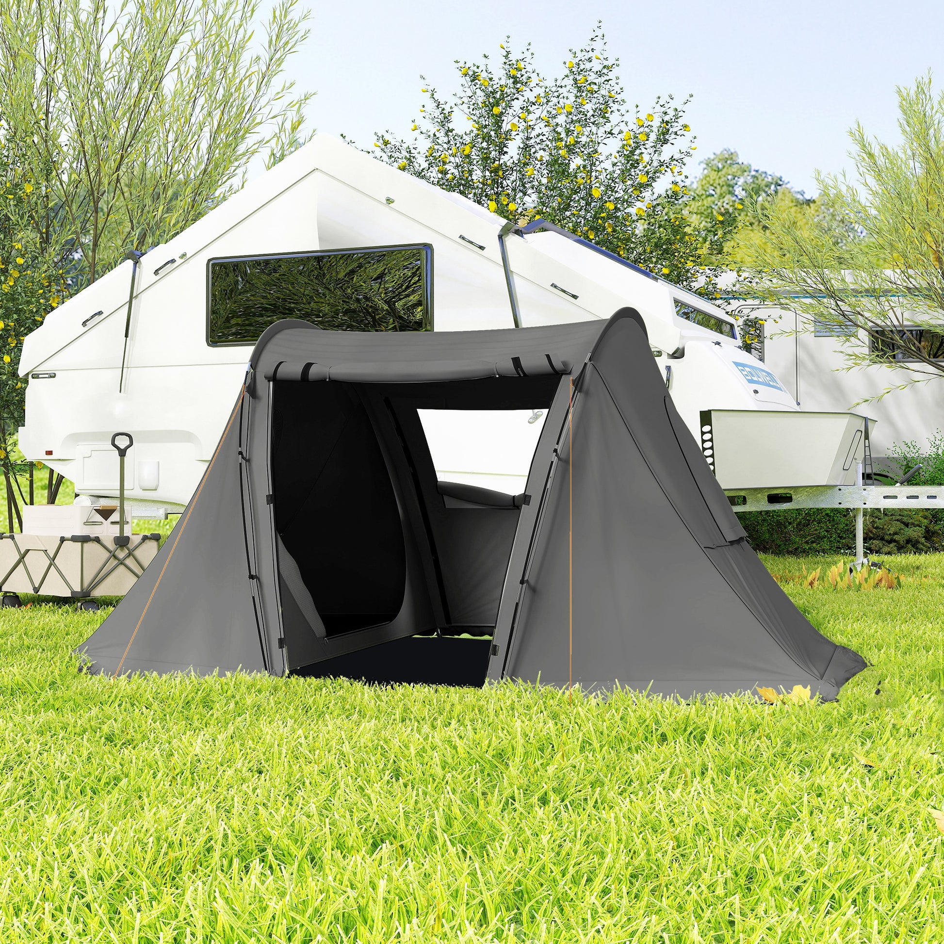 3000mm waterproof tent Outsunny 3 Man Camping Tent with Living Area and 2 Bedrooms, 3000mm Wa – GardenArch