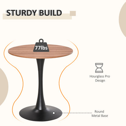 HOMCOM Modern Round Dining Table Leisure Coffee Bistro Table with Metal Base for Kitchen & Dining Room Brown