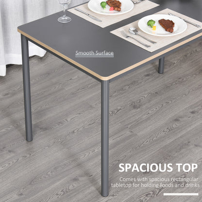 HOMCOM 120cm Minimalistic Dining Table w/ Steel Frame Foot Pads Simple Rectangle Style Home Dining Working Display Grey