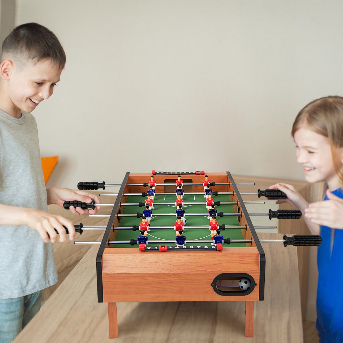 Wooden Table Football Set with Footballs, Suitable for Adults and Kids