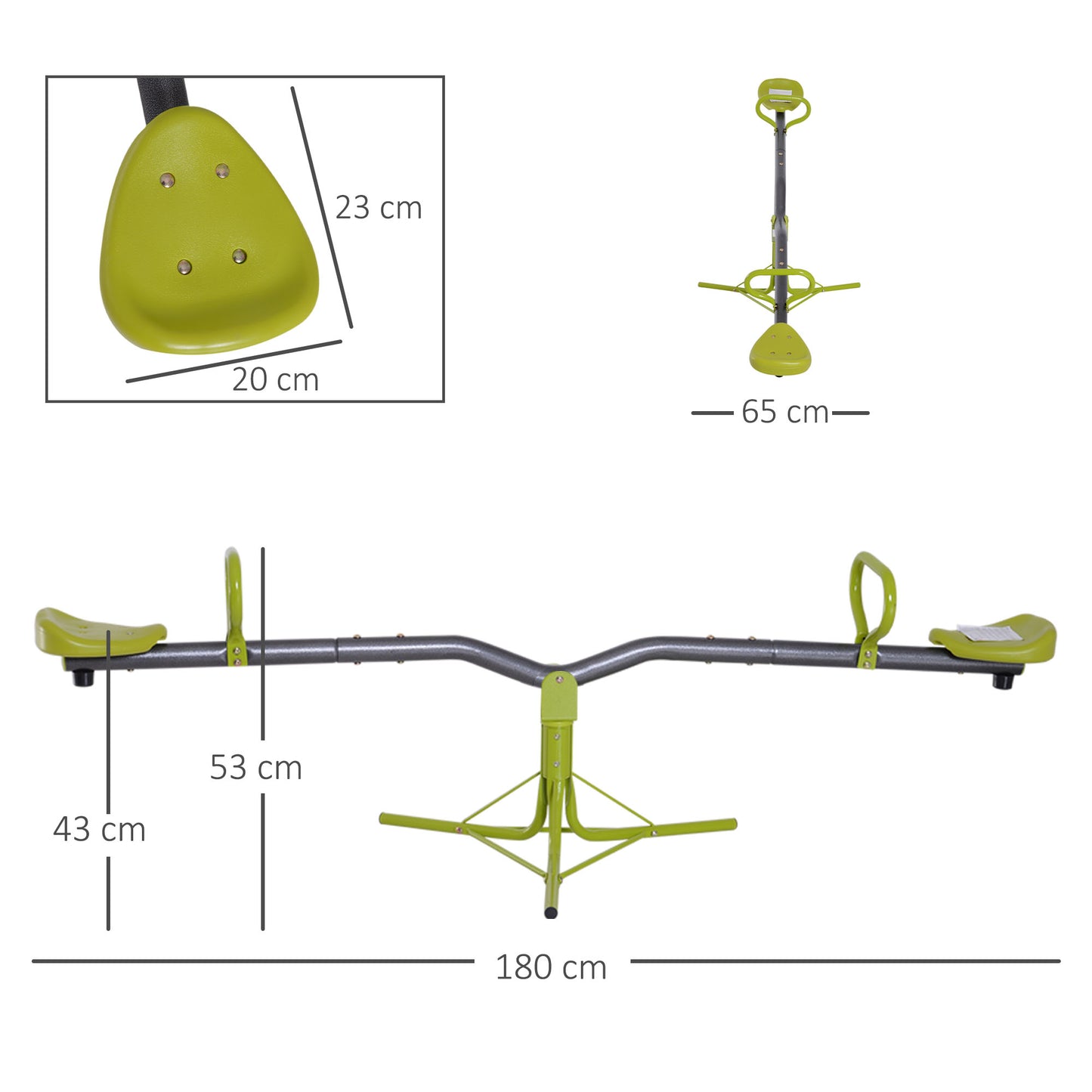 HOMCOM Kids Children 360 Degree Rotating Seesaw Swivel Playground Equipment Garden Outdoor Indoor