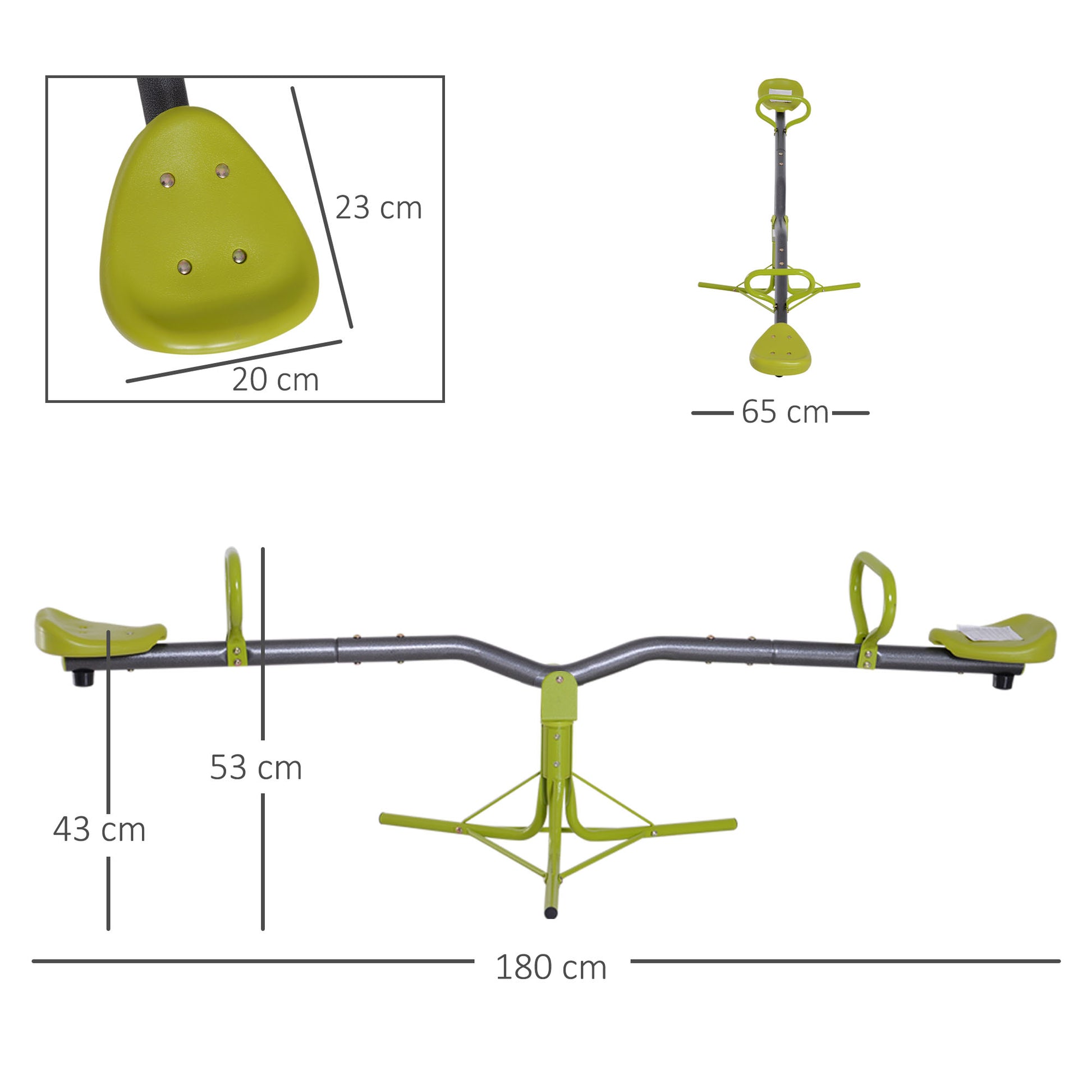 HOMCOM Kids Children 360 Degree Rotating Seesaw Swivel Playground Equipment Garden Outdoor Indoor