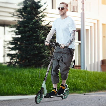 HOMCOM One-click Folding Kick Scooter for 14+ w/ Adjustable Handlebar, Push Scooter with Kickstand, Dual Brake System, Shock Absorber, 200mm Wheels