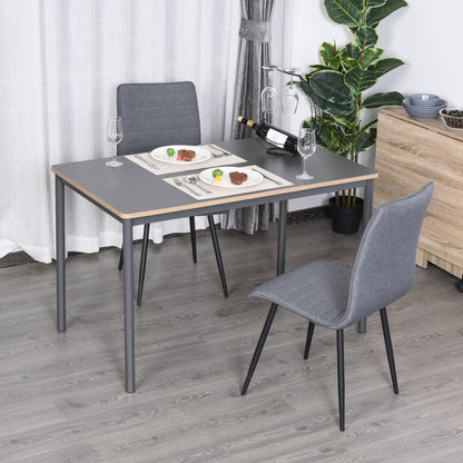 HOMCOM 120cm Minimalistic Dining Table w/ Steel Frame Foot Pads Simple Rectangle Style Home Dining Working Display Grey