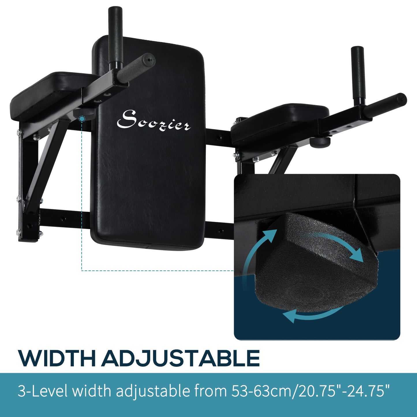 HOMCOM Wall Mounted Dip Station Rack-Black