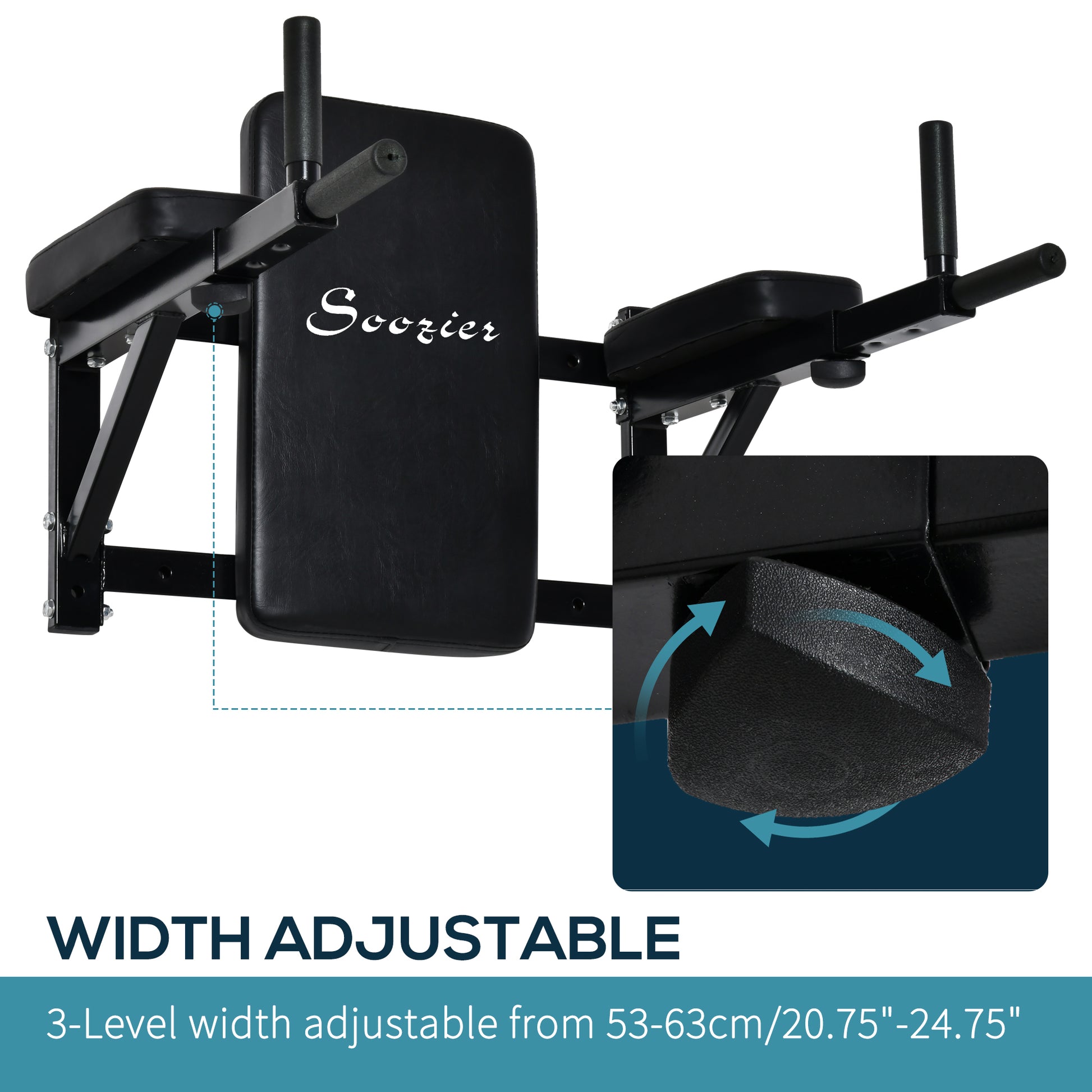 HOMCOM Wall Mounted Dip Station Rack-Black