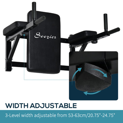 HOMCOM Wall Mounted Dip Station Rack-Black