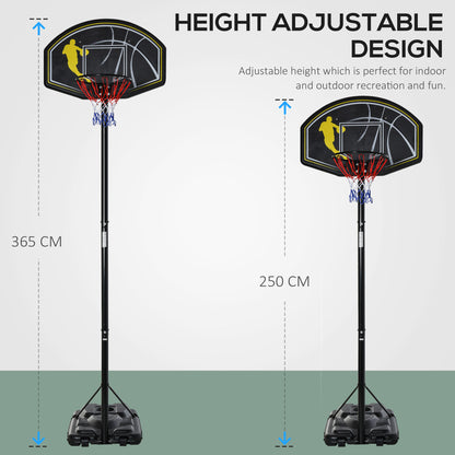HOMCOM Fully Adjustable Free Standing Portable Basketball Stand Garage Net Hoop Backboard Outdoor Adult Senior Sports Fun Games w/ Wheels