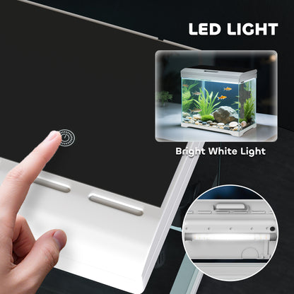 PawHut 17L Glass Fish Tank with Filter System, LED Light, Water Pump, for Betta, Goldfish, Shrimps, White