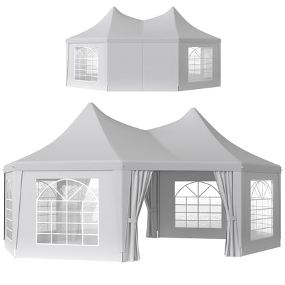 Outsunny 6.8 x 5m Octagonal Marquee Gazebo - White