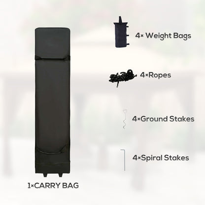 Outsunny 3 x 3(m) Pop Up Gazebo with Mosquito Netting, 1 Person Easy up Marquee Party Tent with 1-Button Push, Double Roof, Carry Bag, Sandbags, Height Adjustable Instant Shelter, Khaki