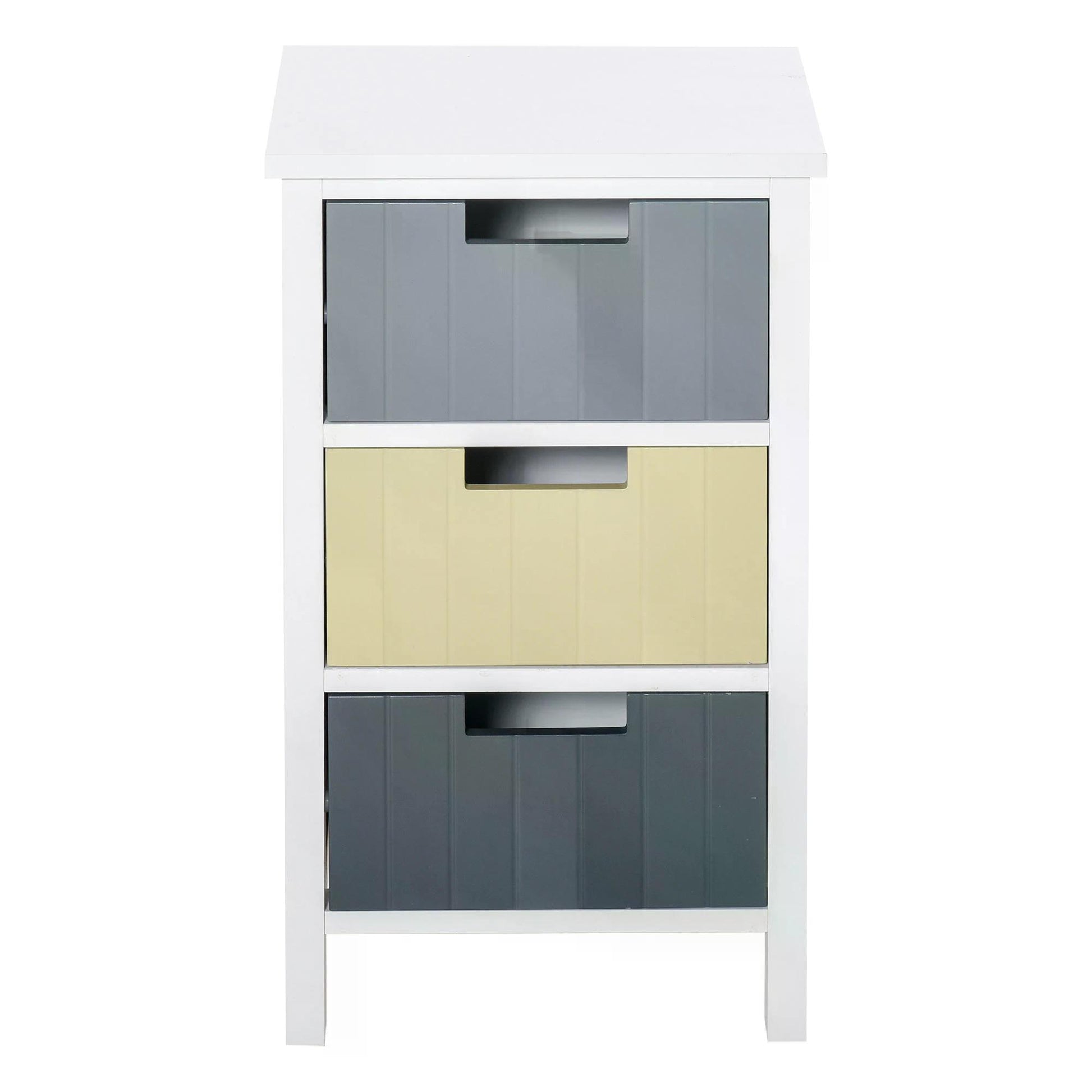 HOMCOM 3 Drawer Storage Tower, Dresser Chest with Wood Top, Organizer Unit for Closets Bedroom Nursery Room Hallway