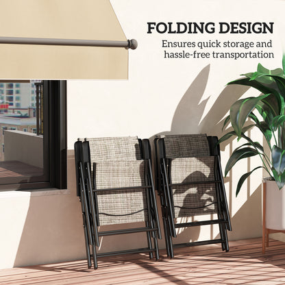 Outsunny Set of Four Folding Outdoor Chairs - Black/Grey