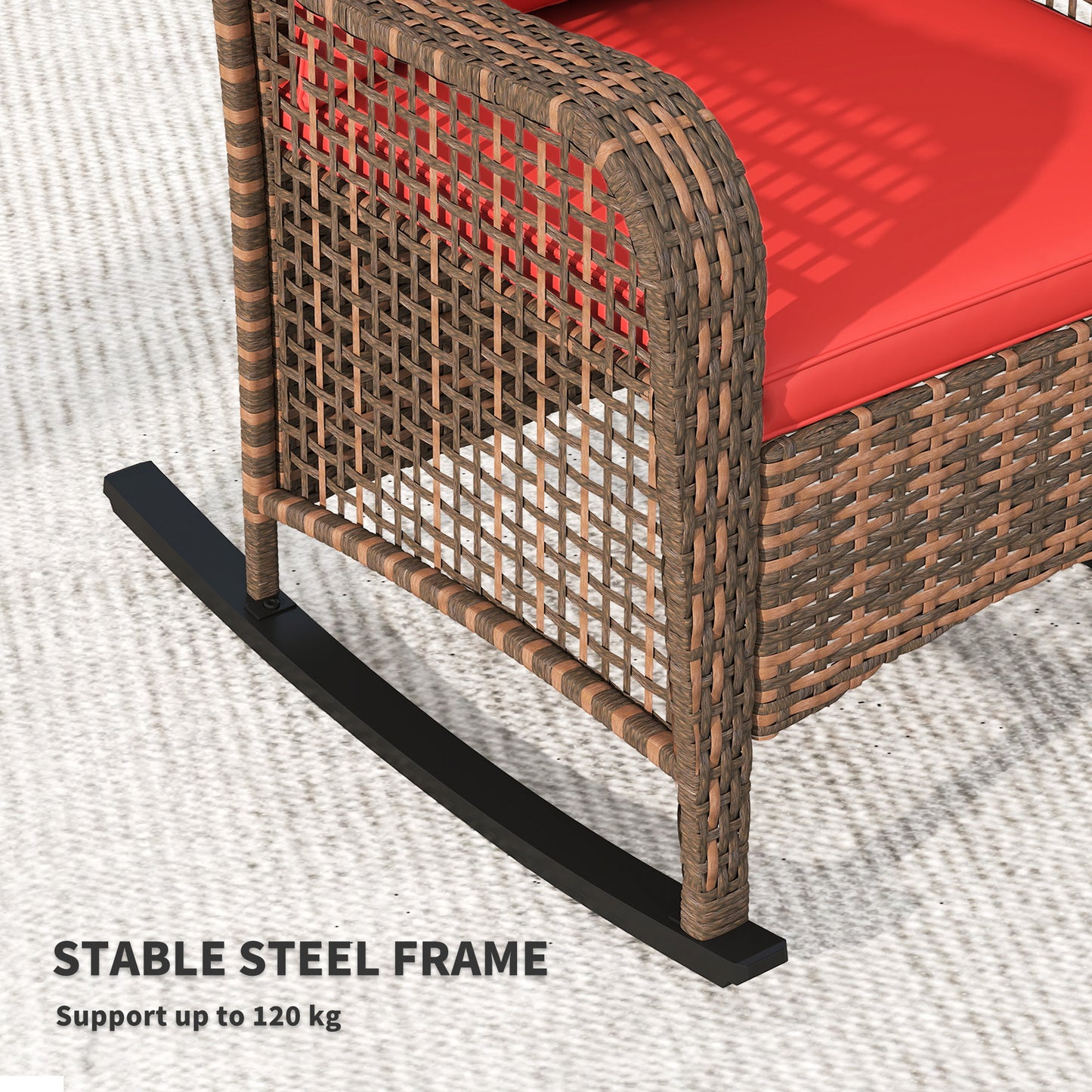 Outsunny Rattan Rocking Chair - Red