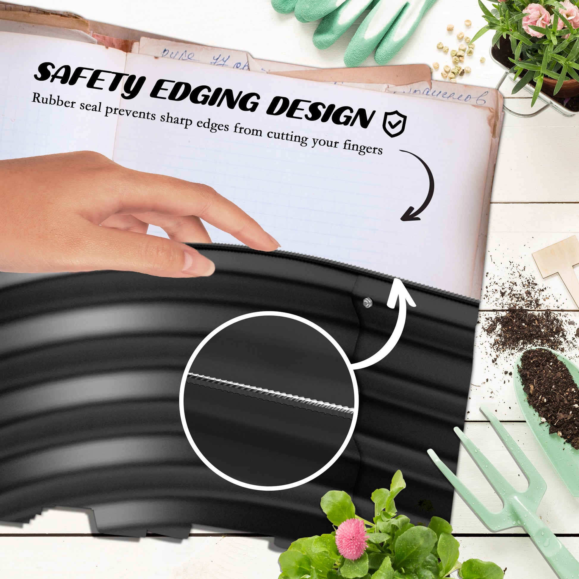 Outsunny Galvanised Raised Garden Bed, Metal Planter Box with Safety Edging, for Flowers, Herbs, Succulents, Pack of 2, Dark Grey