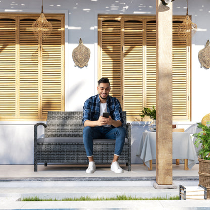 Outsunny 125L Storage Garden Bench, with Cushion - Grey