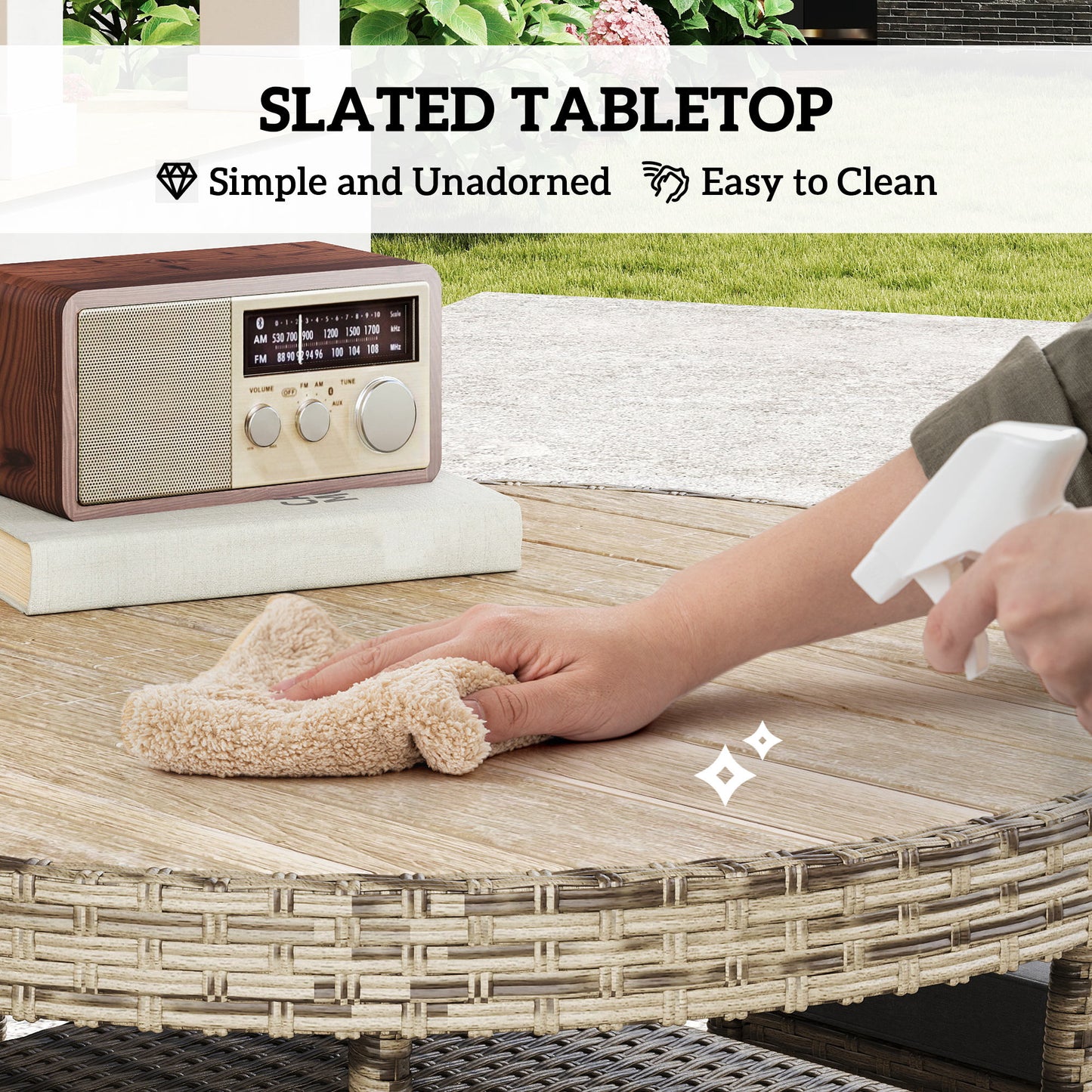 Outsunny Five-Piece Rattan Garden Set, with Two-Tier Table - Grey