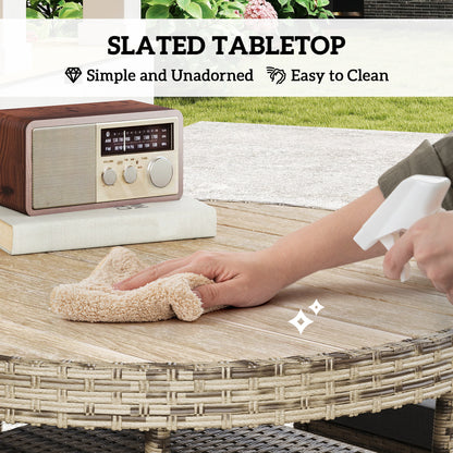 Outsunny Five-Piece Rattan Garden Set, with Two-Tier Table - Grey