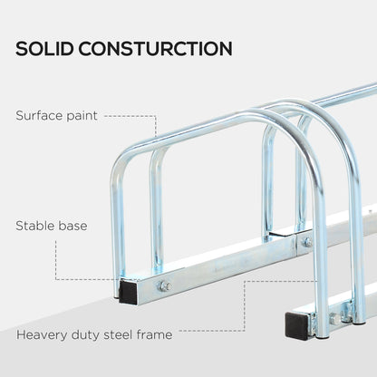HOMCOM 4-Bike Floor Bike Stand Silver