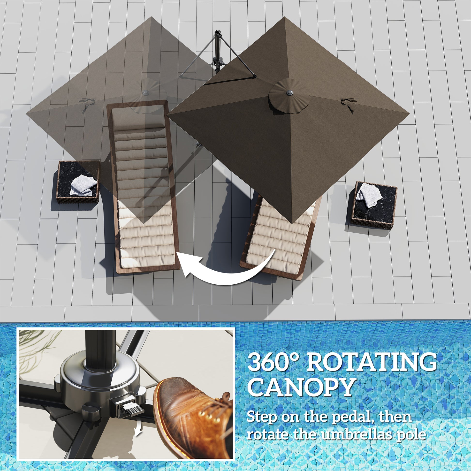 Outsunny Patio Offset Parasol Umbrella - Tan