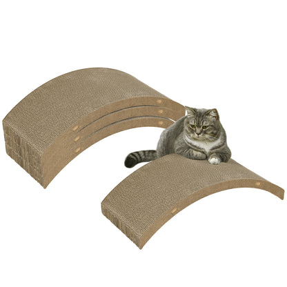 PawHut Four-Piece Cat Scratching Board, Cat Treadmill Replacement, 55 x 26cm - Brown