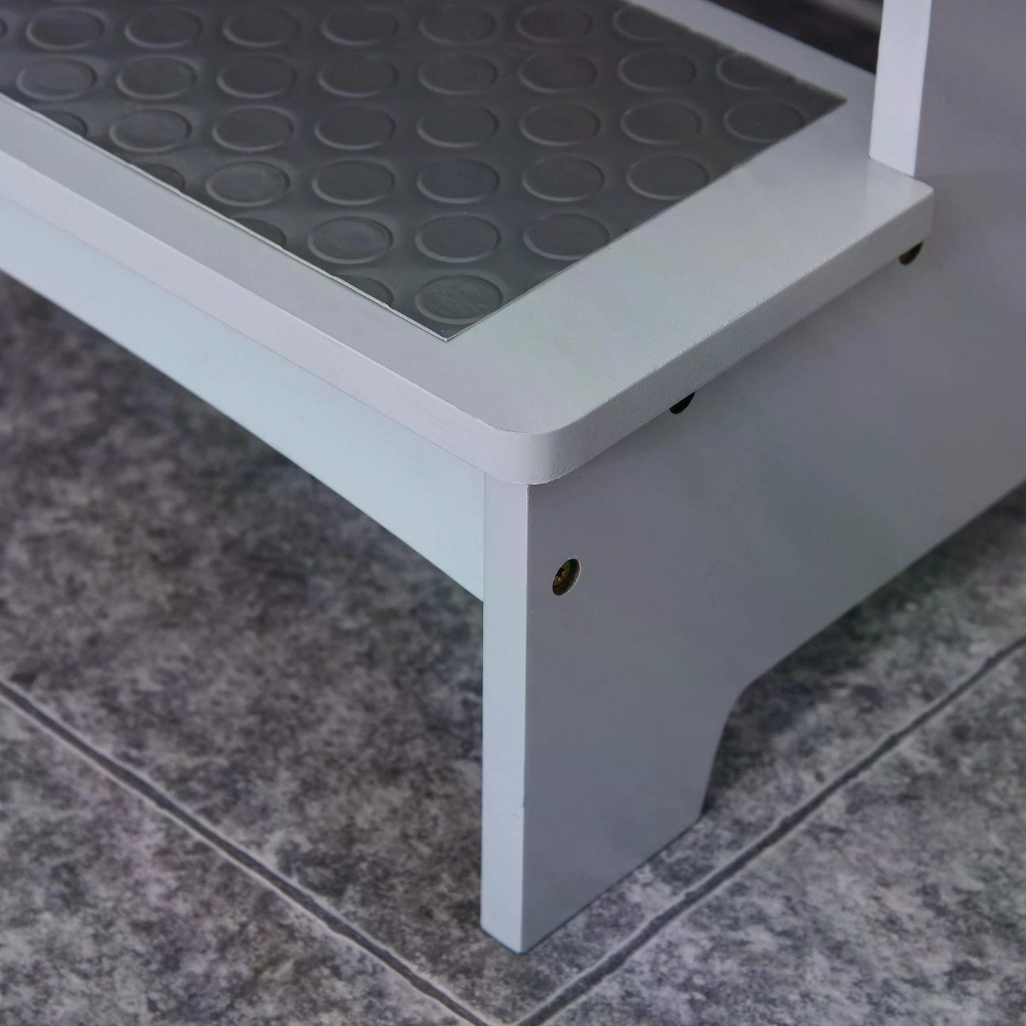 HOMCOM Kitchen Helper Step Stool with 2 Steps & Handles Suitable for Children Learning Platform for Kids and Toddlers, Footstool, Grey