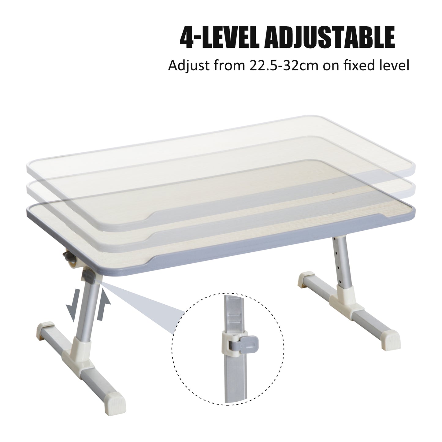 HOMCOM Foldable Laptop Stand Notebook PC Bed Table Desk Portable Height & Angle Adjustable