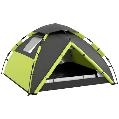 Outsunny Two-Man One Room Camping Tent, with Accessories - Green