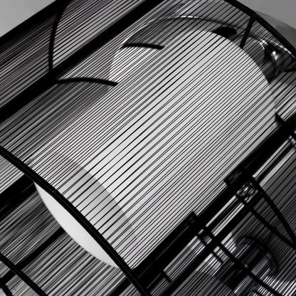 HOMCOM Metal Ceiling Light Chandelier, ?40x25H cm, Chrome/Fabric-Black