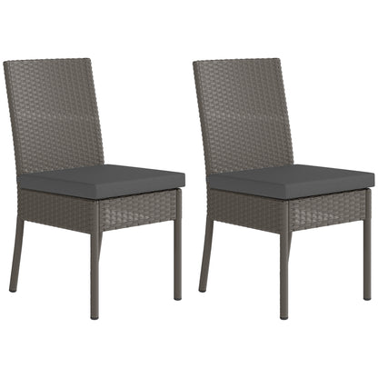 Outsunny Set of Two Armless Rattan Garden Chairs - Dark Grey