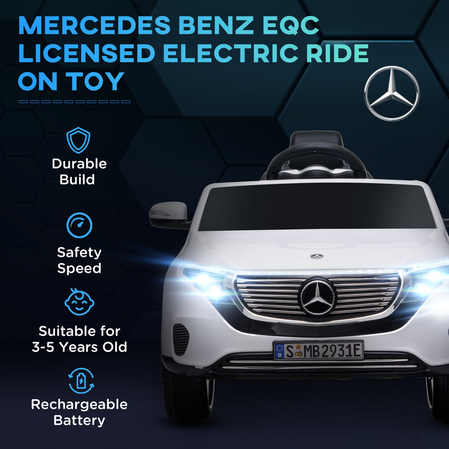HOMCOM Benz EQC 400 12V Kids Electric Car Ride On Toy w/ Remote Control