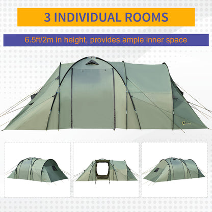 Outsunny 5 Man Camping Tent Camping Gazebo Garden Tent with Rainfly 3 Rooms Carry Bag